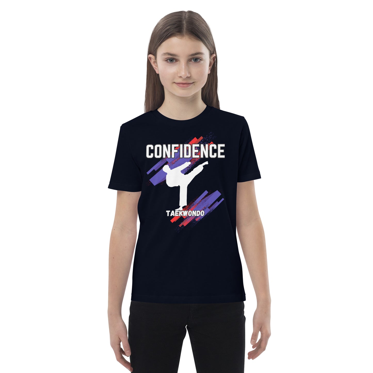 Organic cotton kids Taekwondo Theme t-shirt : Confidence