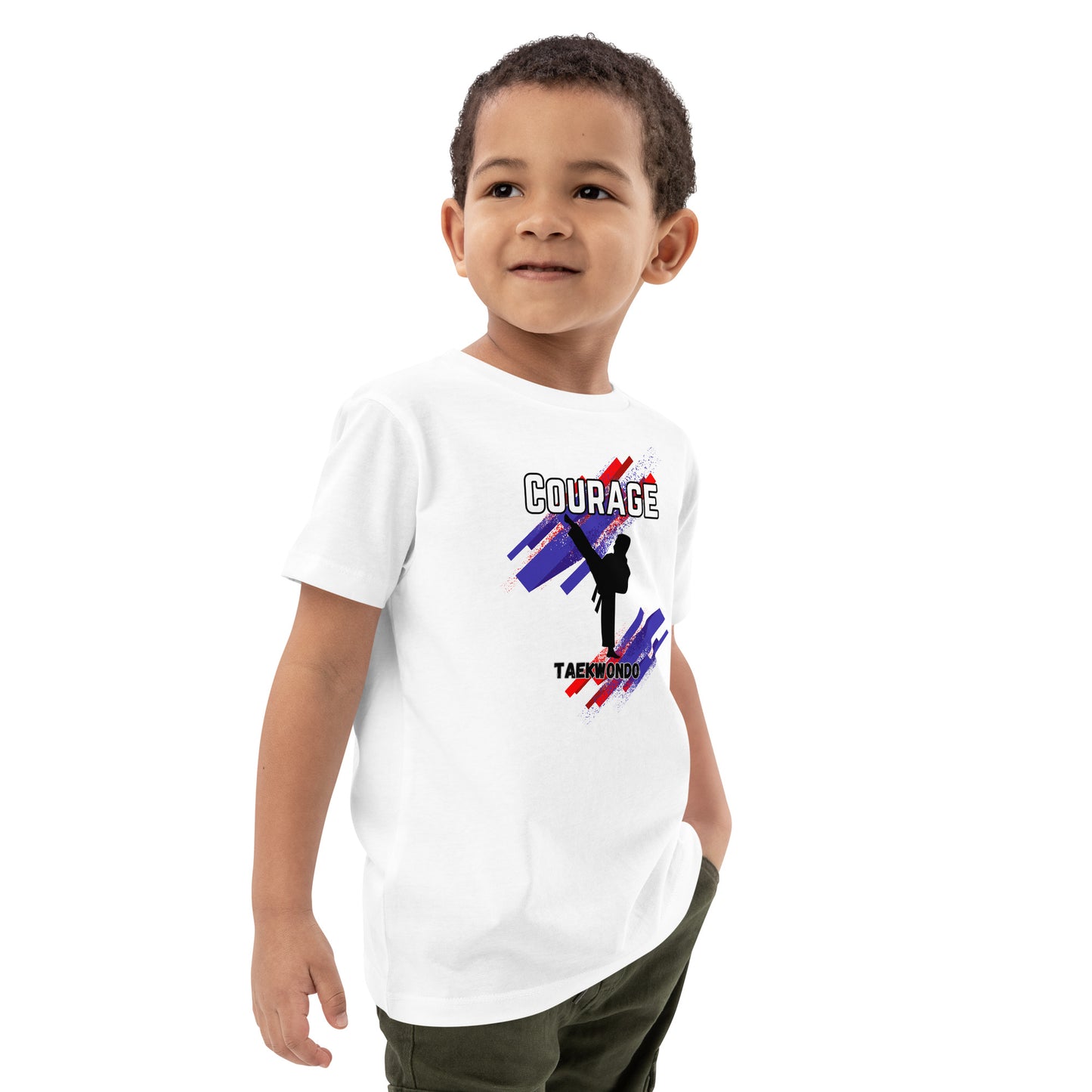 Organic cotton kids Taekwondo Theme t-shirt : Courage