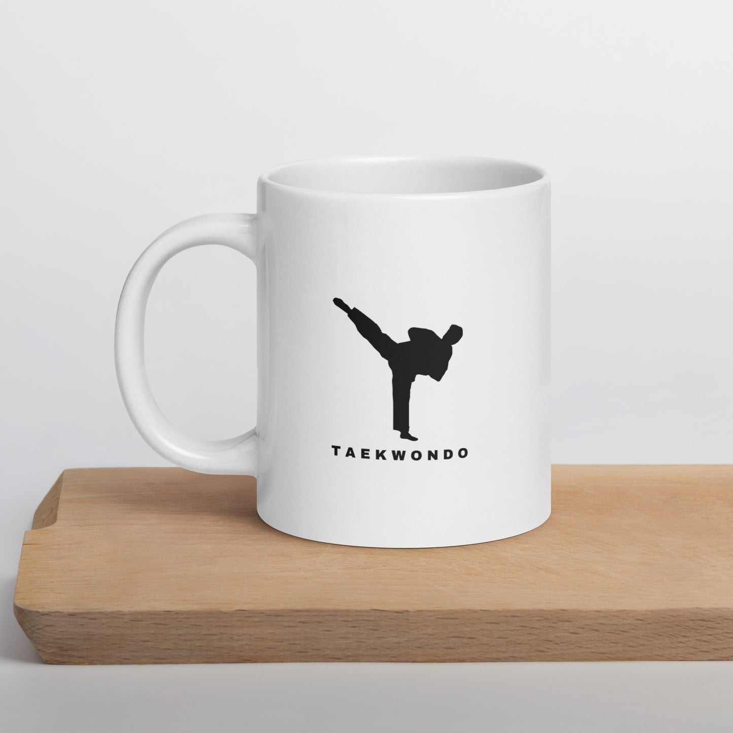 White glossy mug Taekwondo Theme : TAEKWONDO